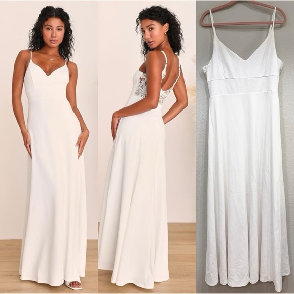 Lulus Dresses & Skirts - NWOT Lulus Forever a Fairytale White Lace Sleeveless Maxi Dress